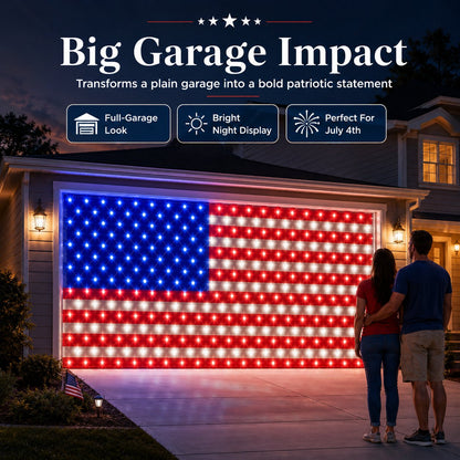 🇺🇸 4th Of July Garage Flag Net Lights📏