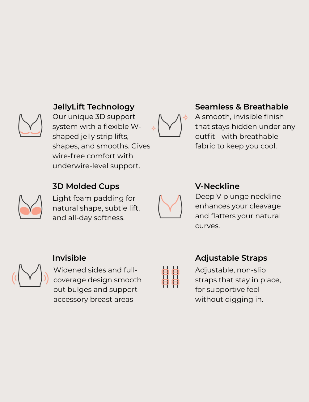 Deep V Push-Up Seamless Wireless Jelly Bra