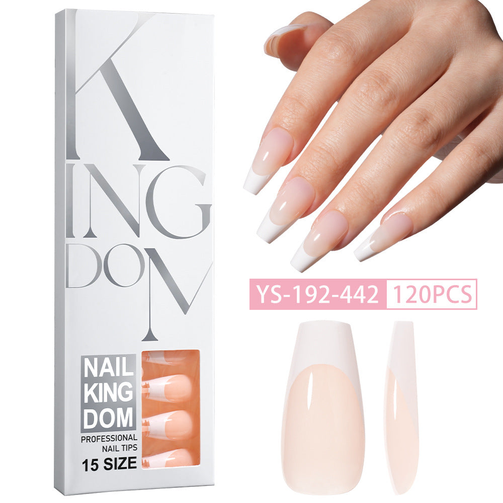 Minimalist Glossy Press On Nails | Reusable French Nail Tips 120 PCS Full Box