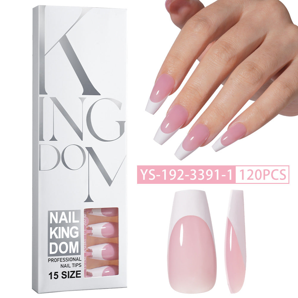 Minimalist Glossy Press On Nails | Reusable French Nail Tips 120 PCS Full Box