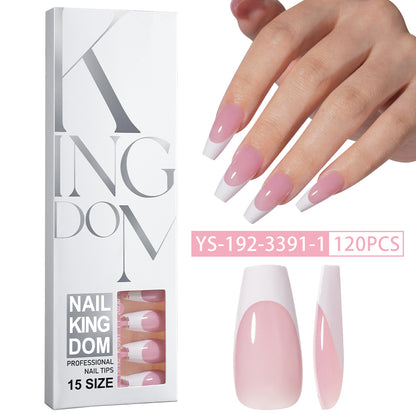 Minimalist Glossy Press On Nails | Reusable French Nail Tips 120 PCS Full Box