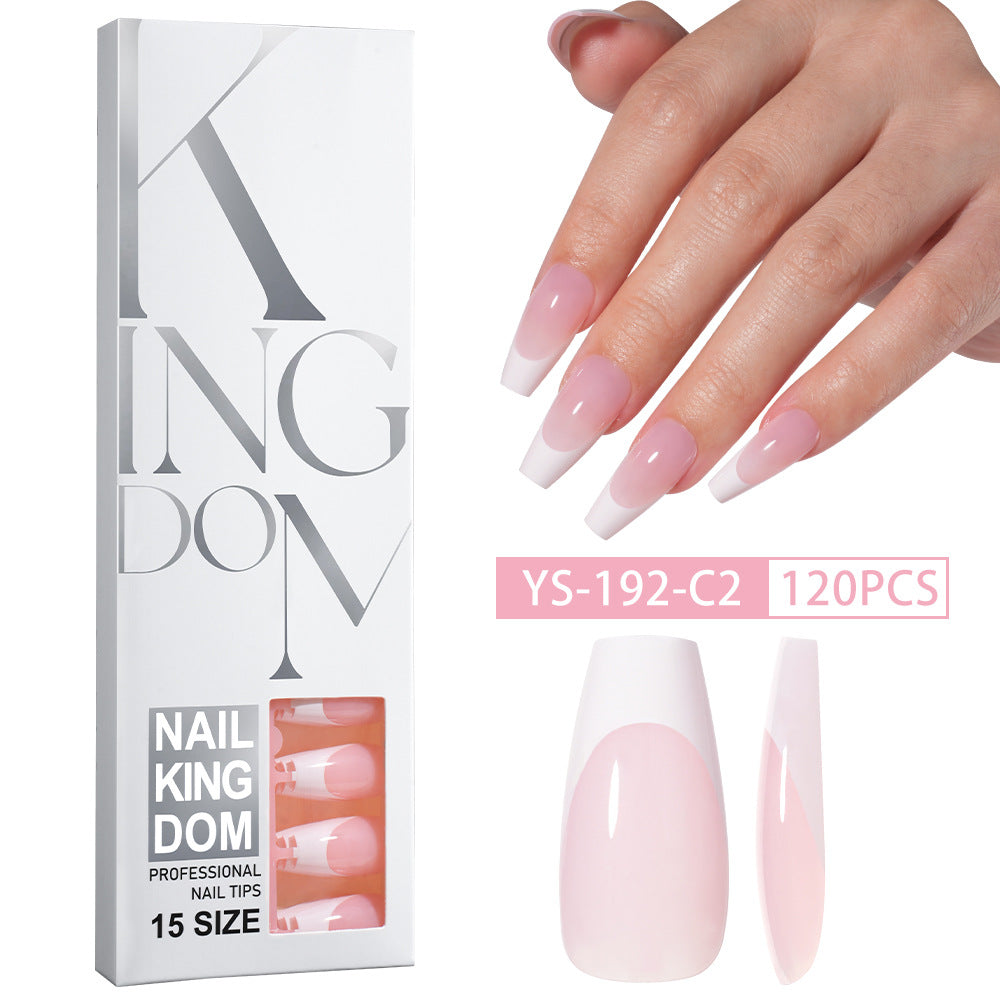 Minimalist Glossy Press On Nails | Reusable French Nail Tips 120 PCS Full Box