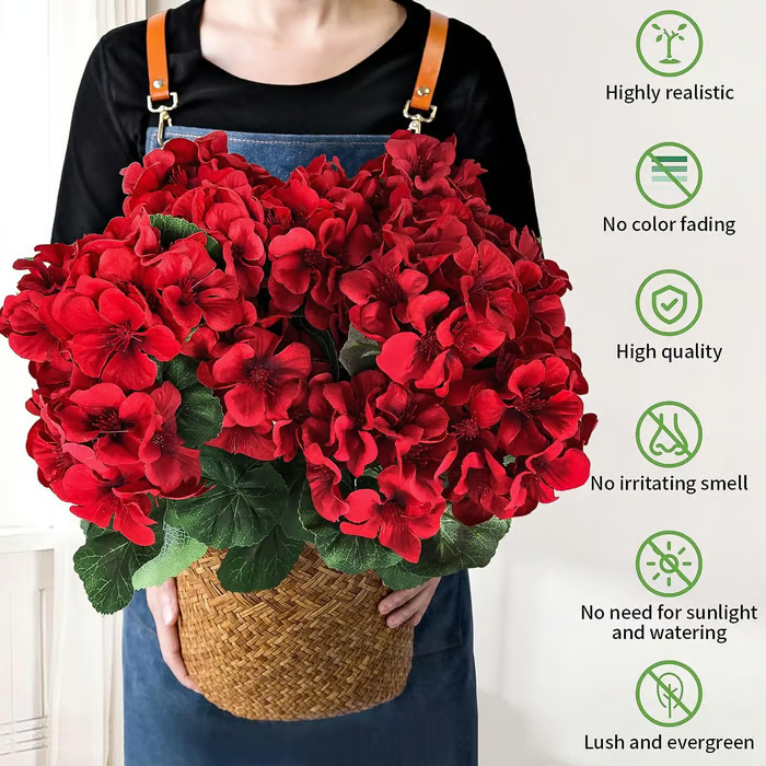 🌸 LAST DAY 49%OFF🌸 Bundles Artificial Geranium Flowers For Outdoors Geranium Flowers Outdoor Artificial Flowers UV Resistant Garden Plants Faux Flowers For Home Kitchen Table Centerpieces Patio Decor