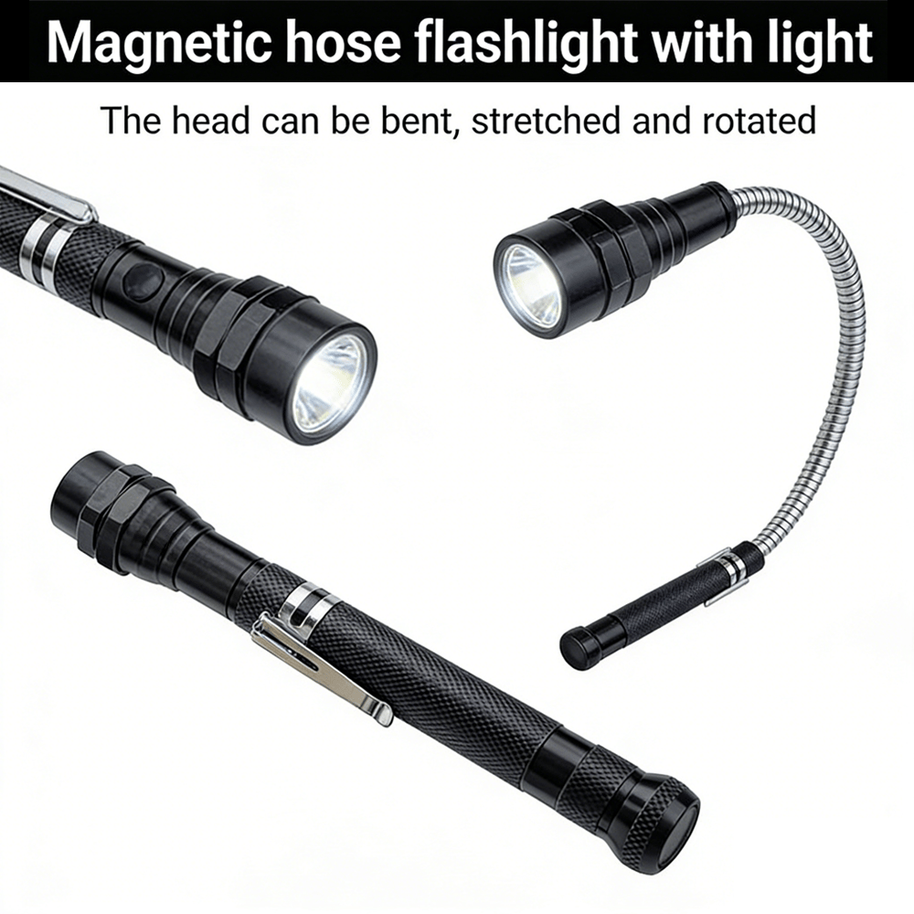 Flexible Telescopic LED Flashlight with Magnetic Tip 🔦