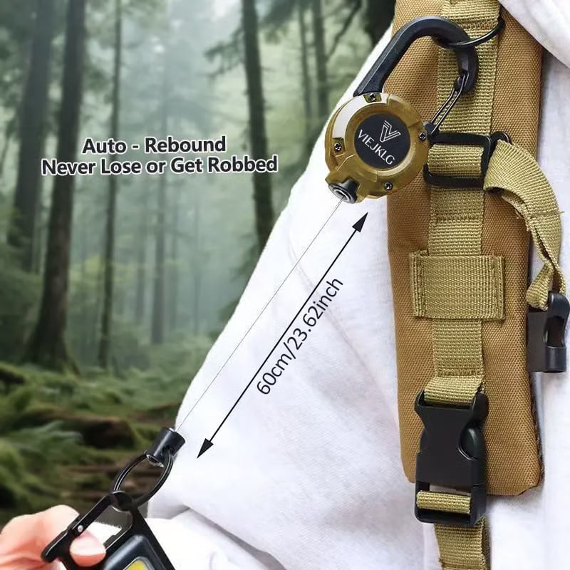 💥LAST DAY SALE 💥🏆Retractable Carabiner Keychain 🎣 – 65cm Steel Cord, Heavy-Duty Badge Reel, Lightweight EDC Tool for Keys, ID & Outdoor Use