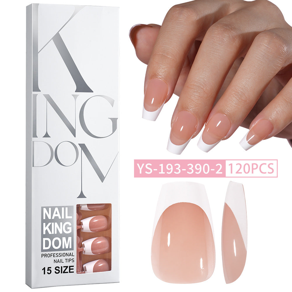 Minimalist Glossy Press On Nails | Reusable French Nail Tips 120 PCS Full Box