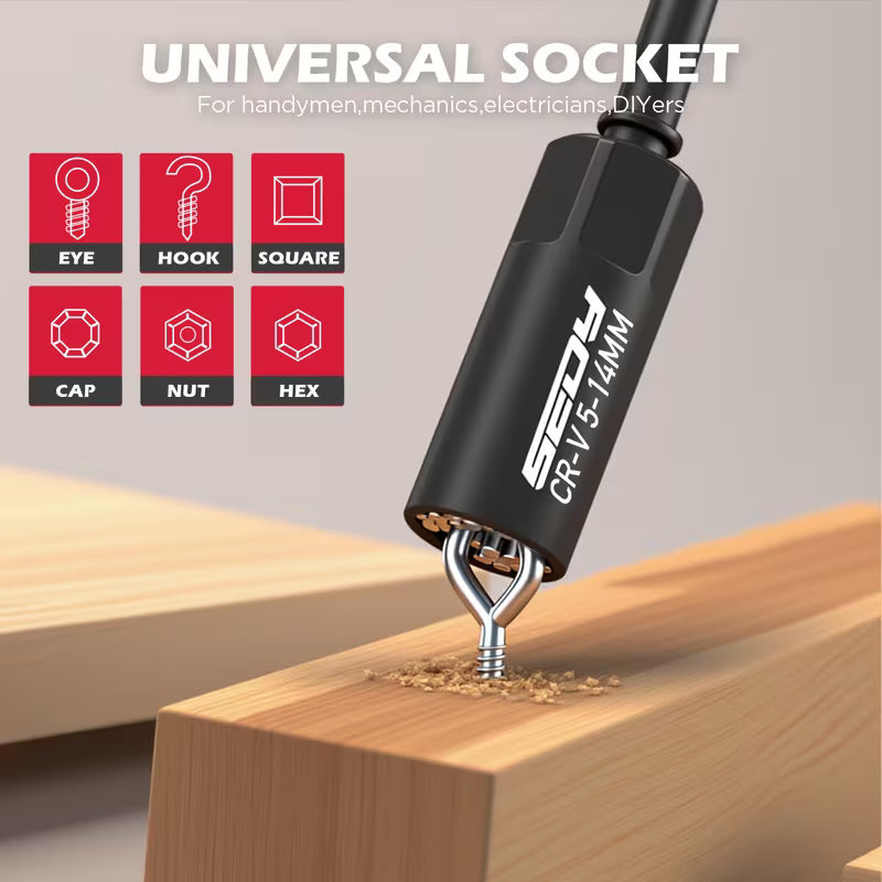 SEDY 41pcs Magnetic Impact Nut Driver Set, Metric & SAE, 2-in-1 Ratchet Wrench & Socket Kit