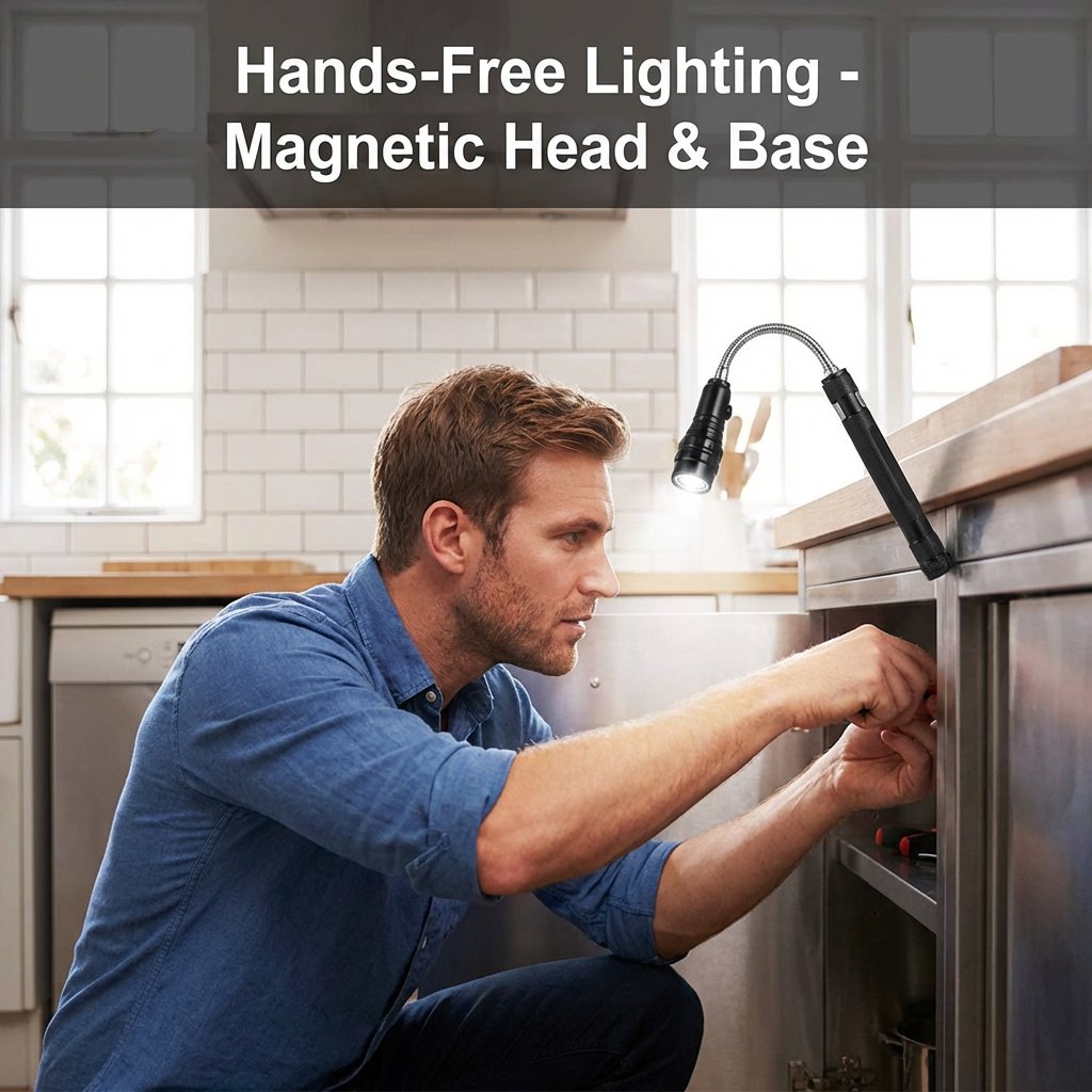 Flexible Telescopic LED Flashlight with Magnetic Tip 🔦