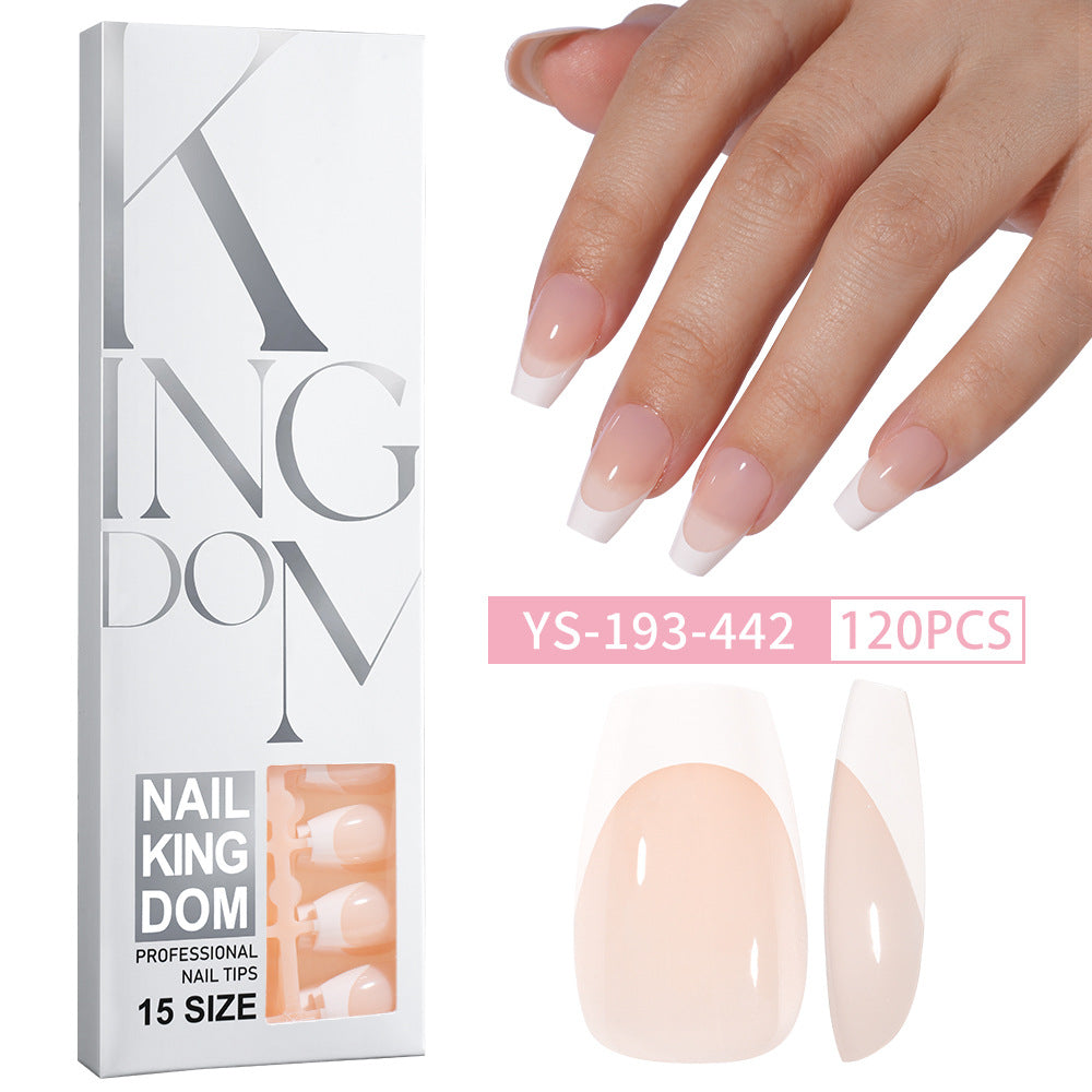 Minimalist Glossy Press On Nails | Reusable French Nail Tips 120 PCS Full Box