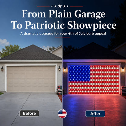 🇺🇸 4th Of July Garage Flag Net Lights📏