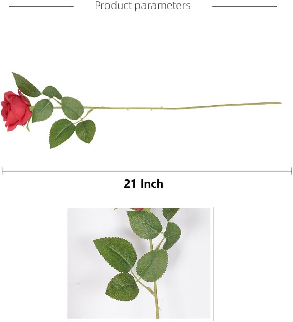 Multi-Color Real Touch Artificial Roses, 10 Pcs Long Stem Silk Faux Roses for Home Wedding Hotel Office Centerpiece Decor