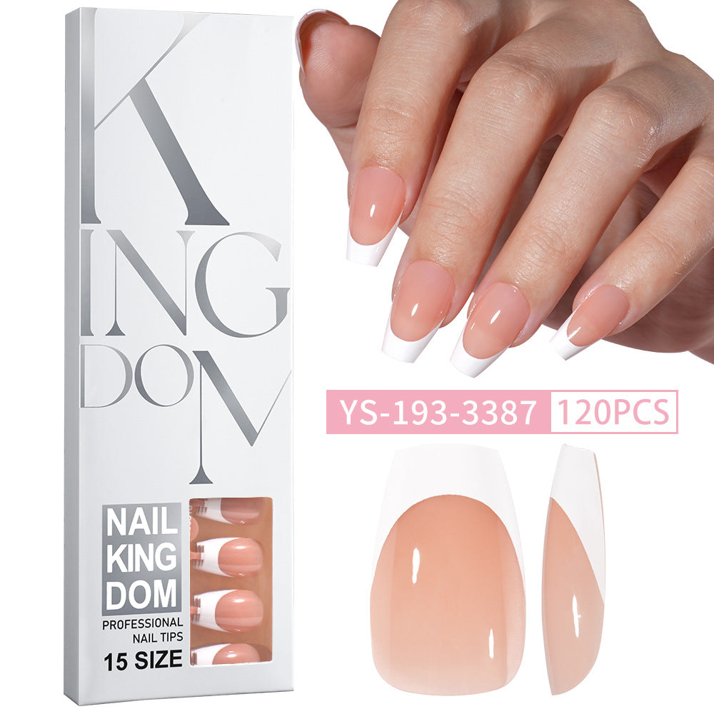 Minimalist Glossy Press On Nails | Reusable French Nail Tips 120 PCS Full Box