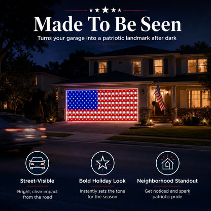 🇺🇸 4th Of July Garage Flag Net Lights📏