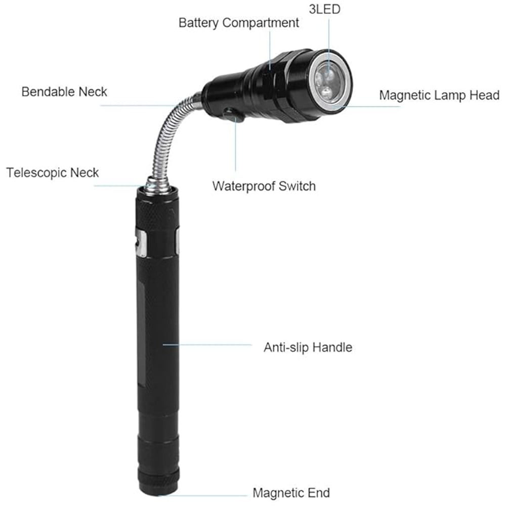Flexible Telescopic LED Flashlight with Magnetic Tip 🔦