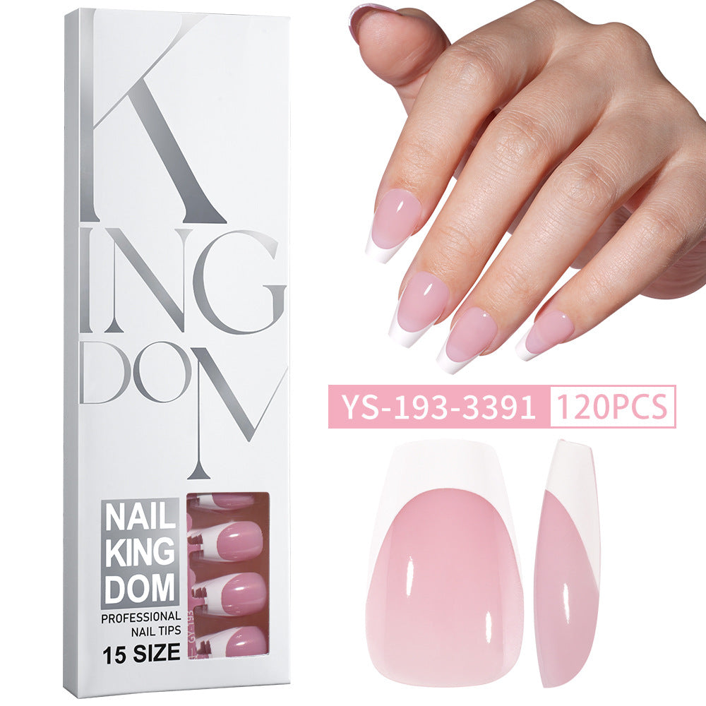 Minimalist Glossy Press On Nails | Reusable French Nail Tips 120 PCS Full Box