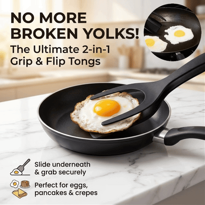 🔥🔥🔥50% OFF -Silicone 2-in-1 Grip and Flip Kitchen Tongs – Heat Resistant & Scratch Free