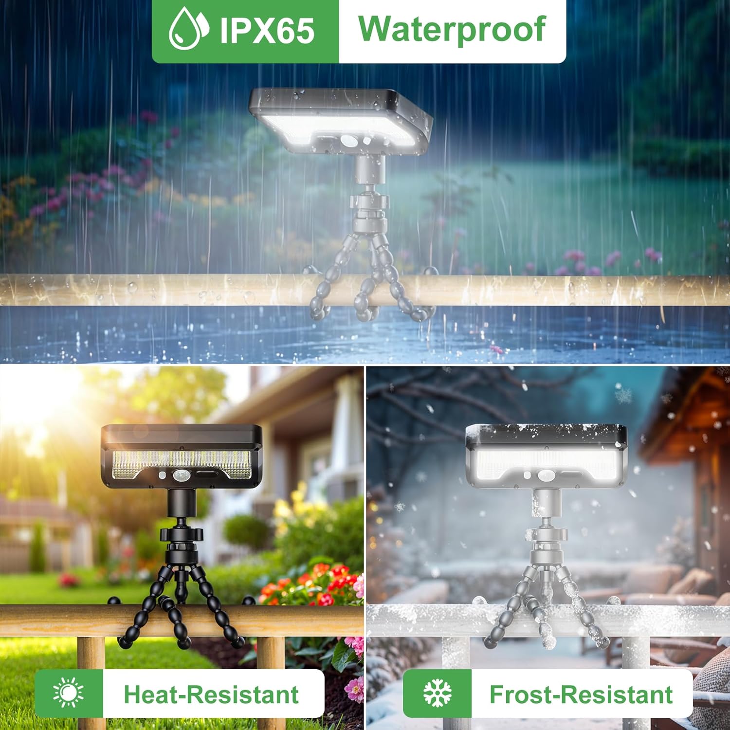 LED outdoor solar lamp, with waterproof and motion sensor, octopus stand, optical diffuse lens, USB and solar power supply, featuring 3 modes and adjustable Angle It is suitable for fences, gardens, gates and other places