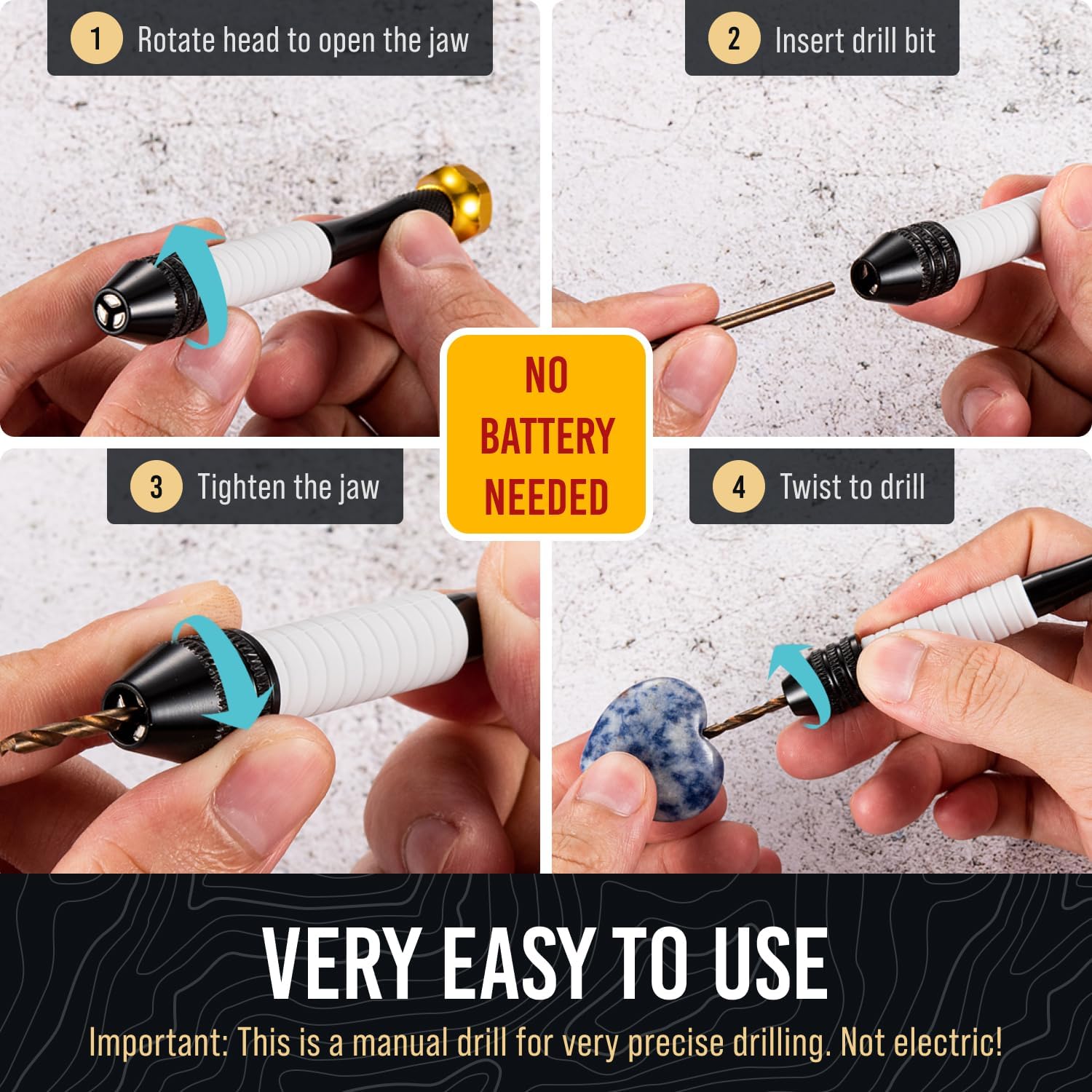 Pin Vise Hand Drill Manual - Jewelry w/Micro Drill Bits