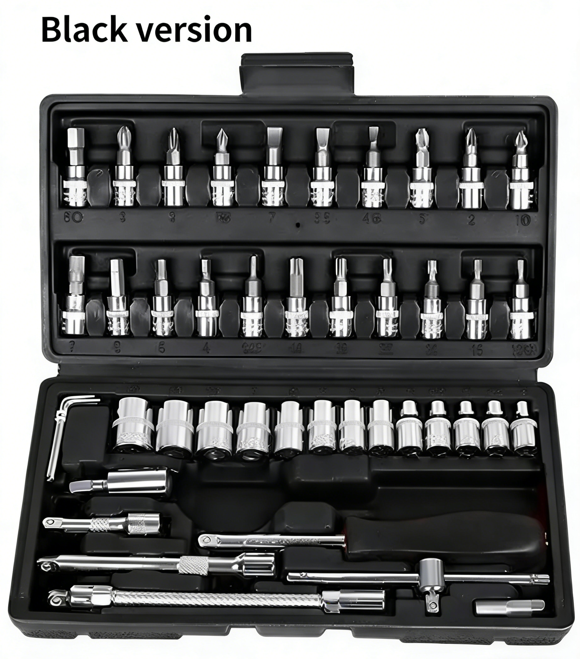 46 Pieces 1/4 Inch Ratchet Socket Repair Wrench Tool Box Set