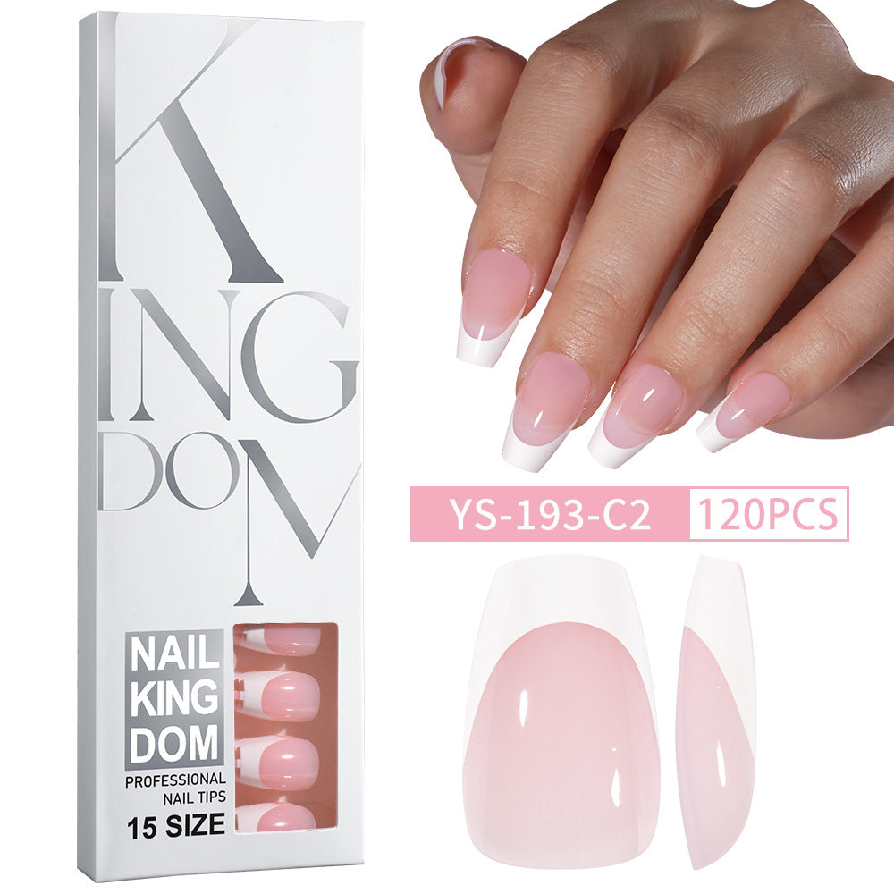 Minimalist Glossy Press On Nails | Reusable French Nail Tips 120 PCS Full Box