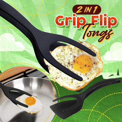 🔥🔥🔥50% OFF -Silicone 2-in-1 Grip and Flip Kitchen Tongs – Heat Resistant & Scratch Free