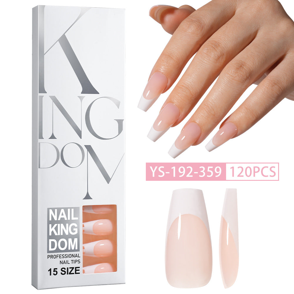 Minimalist Glossy Press On Nails | Reusable French Nail Tips 120 PCS Full Box