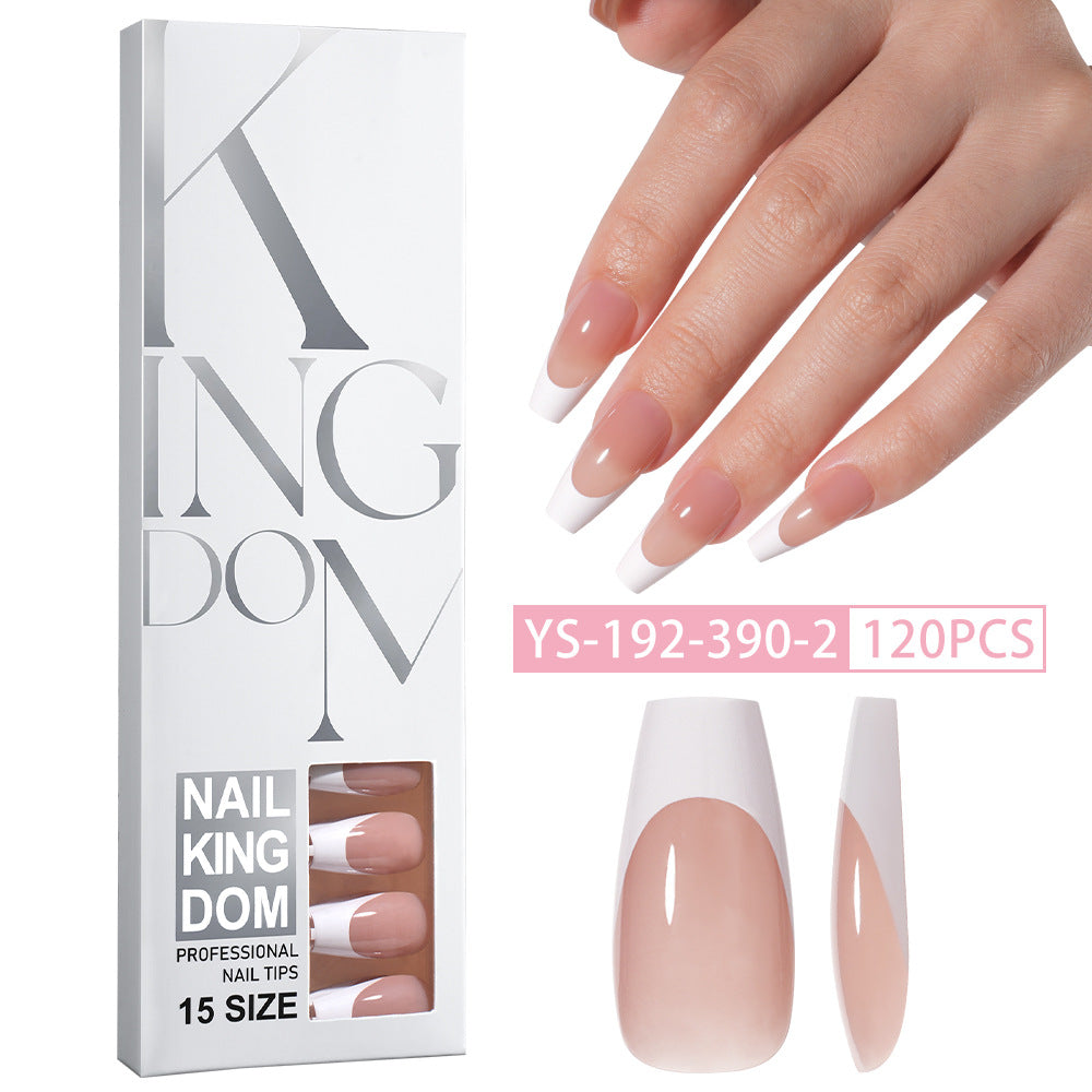 Minimalist Glossy Press On Nails | Reusable French Nail Tips 120 PCS Full Box