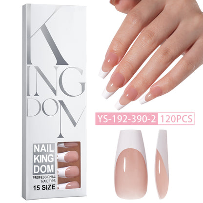Minimalist Glossy Press On Nails | Reusable French Nail Tips 120 PCS Full Box