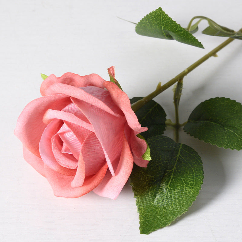 Multi-Color Real Touch Artificial Roses, 10 Pcs Long Stem Silk Faux Roses for Home Wedding Hotel Office Centerpiece Decor