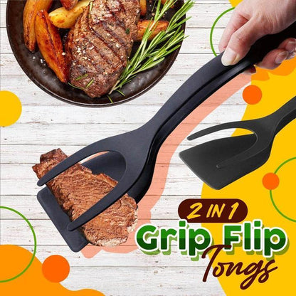 🔥🔥🔥50% OFF -Silicone 2-in-1 Grip and Flip Kitchen Tongs – Heat Resistant & Scratch Free