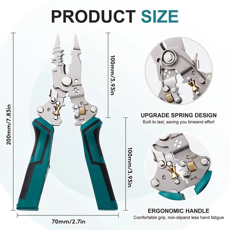 16 in 1 Wire Stripper Twister Pliers 30V-220V Voltage Tester, AC/DC Live Wire Detector