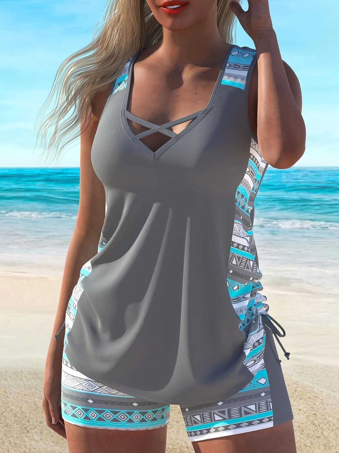 Women's Fashion Two-Piece Tankini Set