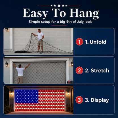 🇺🇸 4th Of July Garage Flag Net Lights📏