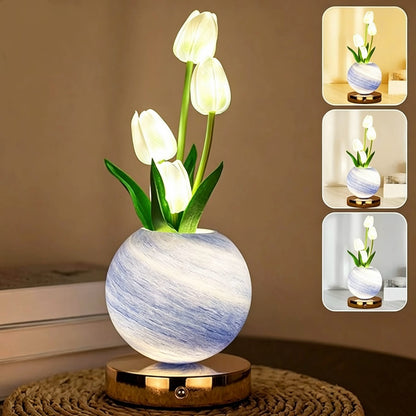 Tulip Planet LED Lamp Decorative Flower Light Touch Control Night Light Romantic Gift for Couple for Family