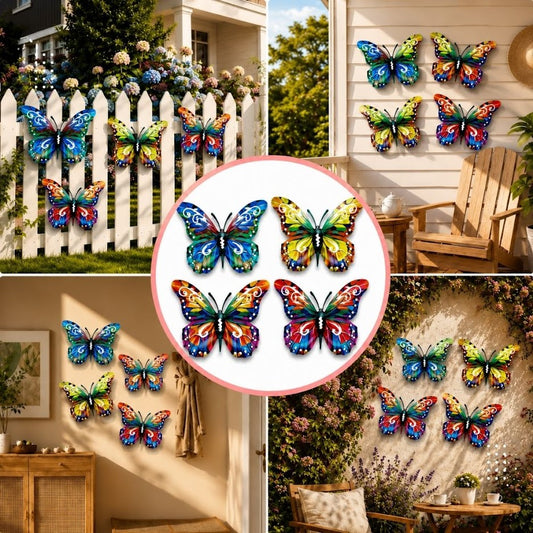 🦋 Vibrant Metal Butterfly Wall Art – 4 Color Set