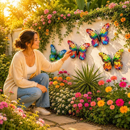🦋 Vibrant Metal Butterfly Wall Art – 4 Color Set