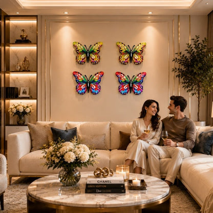 🦋 Vibrant Metal Butterfly Wall Art – 4 Color Set