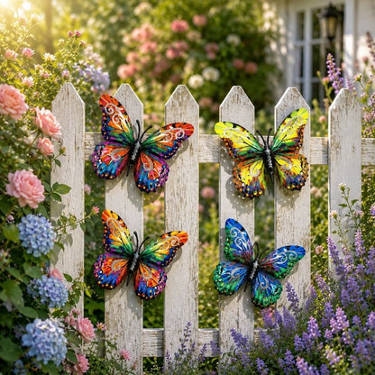 🦋 Vibrant Metal Butterfly Wall Art – 4 Color Set